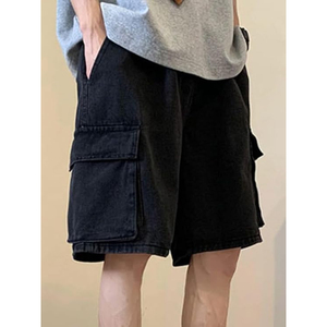 Pantalones Cortos Vaqueros Unisex de Mezclilla con Lavado Ácido Personalizados, Estilo Urbano Holgado Vintage, 100% Algodón, Proveedor OEM ODM, Venta al por Mayor - Product Image 3