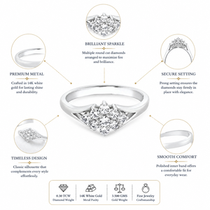 Bague en or blanc 14 carats avec diamants ronds réels de 0,30 TCW |   Bijoux fins pour femmes, cadeau de fiançailles, de mariage ou d'anniversaire - Product Image 5