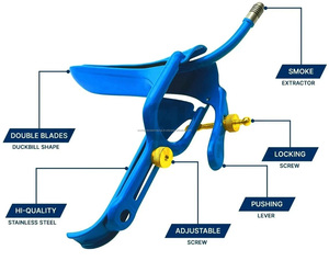 Graves Vaginal Speculum with Smoke Evacuation Tube Stainless Steel Blue Insulated Gynecology Surgical Reusable <b>Laparoscopic</b> Tool - Product Image 5
