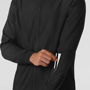 Blouse médicale unisexe noire à manches longues avec détection d'aiguilles et coutures invisibles pour le personnel hospitalier - Product Image 3