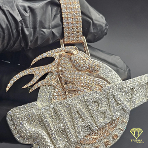 จี้ชื่อ "SHABAZZ" แบบสั่งทำพิเศษ ประดับเพชร VVS Lab Grown ระดับ Iced Out สไตล์ฮิปฮอป เงินแท้ 925 ชุบทอง - Product Image 2