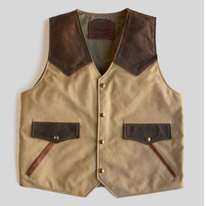 <b>Men</b> Leather <b>Waistcoat</b> 100 Leather Made Solid Color Sleeveless Vest Breathable Windproof Lightweight Biker Style - Product Image 1