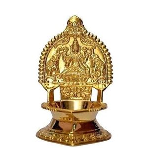 ZARA ENTERPRISES ZE740 Brass Round Industrial Oil Lamp for Puja Diwali Golden Engraved Tabletop Vase - Product Image 6