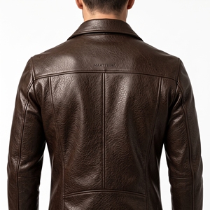 Blouson moto en cuir marron pour femme, fermeture éclair asymétrique, col à revers, coupe ajustée, surpiqûres, personnalisable OEM ODM, vente en gros - Product Image 2