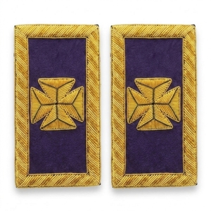 Épaulettes rectangulaires brodées en or violet, à coudre, badges d'épaule en tissu, accessoires d'uniforme - Product Image 1