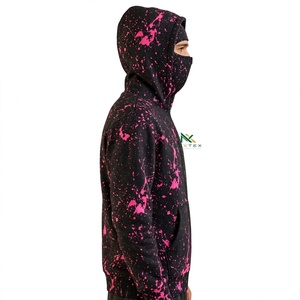 NEXTEX Unisex Pink Splatter Zip Up Hoodie Black Ninja <b>Face</b> <b>Mask</b> Hooded Jacket - Product Image 4