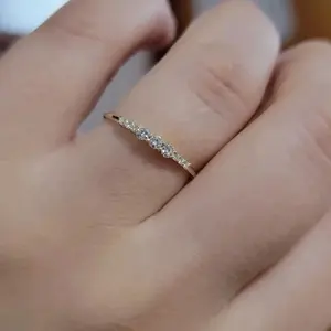 Moissanite Curved Band <b>Ring</b> 925 Sterling <b>Silver</b> Gold Plated <b>Stacking</b> <b>Ring</b> Minimalist Women Jewelry - Product Image 4