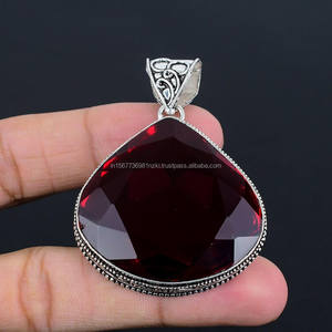 จี้เงินสเตอริ925-เครื่องประดับวินเทจทำด้วยมือ-จี้เงินโกเมนจี้ของขวัญคริสต์มาสสำหรับเธอ - Product Image 2