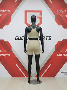 Ensemble de sport pour femme : soutien-gorge sans coutures et short taille haute, tissu extensible en nylon et élasthanne, respirant, coupe ajustée, idéal pour la gym, le yoga et les entraînements. - Product Image 4