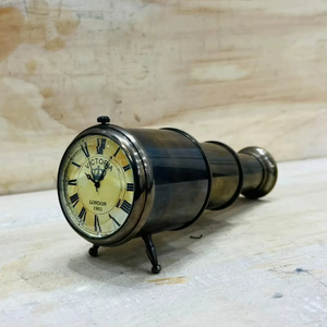 Victoria London Telescope Style Brass Desk Clock Maritime Home/Office Décor <b>Gift</b> - Product Image 1
