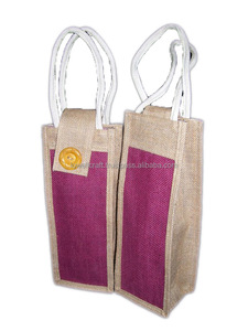 Bolsa de botella de vino de tela de yute reutilizable ZARI BORDER SINGLE 2/4/6 botellas individuales con asa para ir de compras - Product Image 2