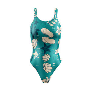 Custom Printed Women's Regular Fit Lightweight Spandex/Polyester Scoop Neck 1 Piece Bikini Swimsuit Backless Design Swimwear - Product Image 2