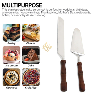 Juego de Cuchillo y Espátula para Pastel con Diseño Atractivo y Mango de Madera, Juego de Cubiertos de Tamaño Mediano de la Mejor Calidad, Utensilios para Hornear a Bajo Precio - Product Image 5
