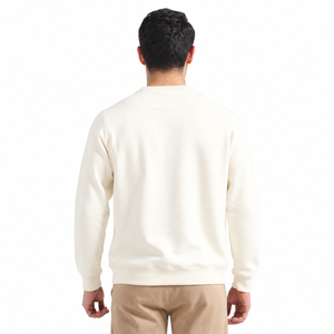 Sudadera de Cuello Redondo Color Crema, Corte Regular, Color Sólido, Tejido de Algodón, Informal, para Otoño - Product Image 2