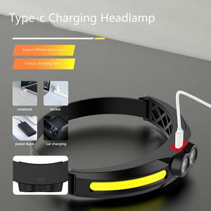 Linterna Frontal LED COB con Función de Inducción, 15 Horas de Duración, Carga Tipo <span class=keywords><strong>C</strong></span>, 2*XPE+COB, TPU+PC - Product Image 3