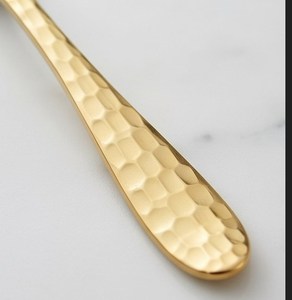 Fourchettes modernes en acier inoxydable avec manches martelées dorées, ensemble de couverts compatibles lave-vaisselle pour mariages et événements spéciaux - Product Image 4