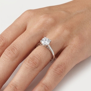 Bague de fiançailles pour femme en platine PT950 avec diamant rond taille brillant, style classique, bijoux fins - Product Image 3