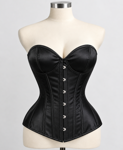 Custom Made <b>Women</b> Overbust Satin <b>Corset</b> Top Sweetheart Neck Steel Boning Hook Front Lace Up Back Body Shaper Waist Trainer - Product Image 4