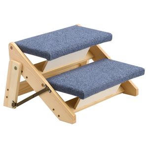 Escaleras de Madera de 2 Peldaños para Mascotas, para Camas, Sofás y Autos, Muebles para Gatos Estables y Resistentes con Capacidad de Carga de 110 Libras, Diseño Plegable Plano - Product Image 1