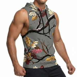 เสื้อกล้ามมีฮู้ดลายพรางสำหรับผู้ชาย ออกแบบเองได้ ทรงเข้ารูป เหมาะสำหรับออกกำลังกาย ขายส่ง เสื้อกล้ามมีฮู้ดผ้าฝ้ายสำหรับออกกำลังกาย - Product Image 4