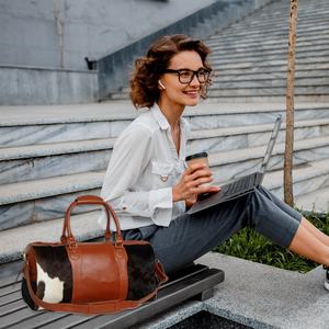 New Western Cow Hair On Travel Bag Bolso de noche con estampado de vaca Vaca Girl Bolso de mano grande para exteriores - Product Image 6