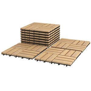Set of 10 Acacia Wood Interlocking Check Deck Tiles 12 X 12 Inch for Outdoor Use - Product Image 2
