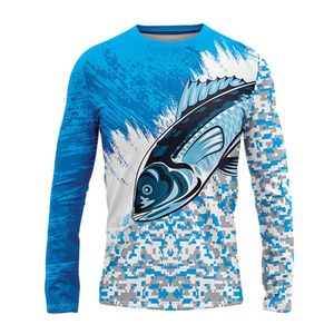Camisa de Pesca para Hombre, Manga Larga, Transpirable, de Secado Rápido, Protección UV, Jersey de Pesca de Atún, Personalizada, OEM, al por Mayor - Product Image 1