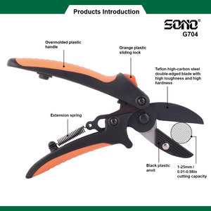 Tijeras de Podar Industriales Portátiles SONO G704 para Diestros, Mango de Aluminio, Empuñaduras Suaves Antideslizantes de TPR, Recubrimiento de PTFE, Carbono - Product Image 2