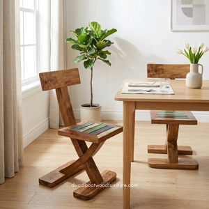 Handcrafted Unique Durable Indoor <b>Dining</b> <b>Chair</b> Reclaimed Boat Wood Eco-Friendly Original Color for Resort Home Villa Furniture - Product Image 4