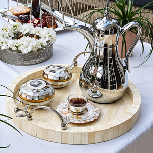 Boîte cadeau en laiton incrustée de nacre pour Bakhoor Oud |   Boîte de rangement, sous-verres, plateau de service, décoration de mariage, cadeaux de luxe du Golfe pour l'Aïd et le Ramadan - Product Image 3