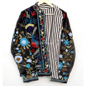 Luxury Women's <b>Velvet</b> <b>Quilted</b> Cotton Jacket Winter Floral Embroidery Eco-Friendly Contemporary Ethnic Style Breathable Quick Dry - Product Image 3