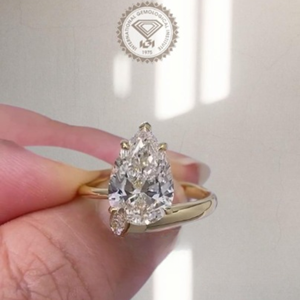 Anillo de Compromiso de Lujo con Diamante Cultivado en Laboratorio con Corte de Pera para Mujer, Certificado IGI, Oro de 14K, Joyería Nupcial, Regalo - Product Image 1