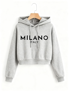 Sudadera Corta con Capucha Estilo Gótico Y2K, Otoño Invierno, Milán, Italia, Estilo Casual, 100% Algodón Felpa, para Hombre - Product Image 2