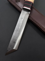 Couteau de chasse Jexa Jexa-HC-194 Tanto, acier au carbone, lame fixe, bord partiellement dentelé, manche en bois d'olivier, léger et durable