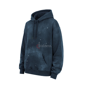 Sweat à capuche en molleton délavé vintage pour homme, en molleton bouclette épais, coupe oversize à épaules tombantes, avec logo personnalisé, en coton, vente en gros OEM - Product Image 4
