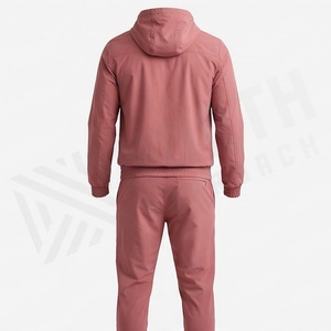 Men's Hooded Tracksuit Solid Color Full <b>Zipper</b> <b>Sweatshirt</b> And Pants Set Casual Wear Autumn Polyester Cotton Blend Regular Fit - Product Image 2