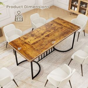 Tavolo da Pranzo Rettangolare in Legno da 71 Pollici per 6-8 Persone - Product Image 4