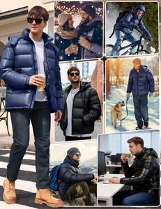 Veste matelassée imperméable élégante pour homme, coupe ajustée, séchage rapide, décoration en fourrure, tendance, grandes tailles, automne - Product Image 3