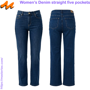 Pantalones Vaqueros Rectos de Pierna Recta para Mujer, Casuales, para Fiesta, con Detalle de Remaches, Cintura Media, Tela de Algodón, Poliéster y Elastano, para Todas las Temporadas, 9.47 OZ - Product Image 2