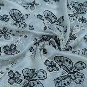 Premium Coding <b>Embroidery</b> <b>Fabric</b> Medium Weight Thread Work Georgette 100% Polyester Designer Dress Material African Wedding - Product Image 1