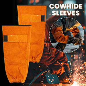 Manches de soudage en cuir de vachette véritable JNM SAFETY pour hommes, résistantes à la chaleur et aux flammes, avec trou pour le pouce, protection des mains - Product Image 6