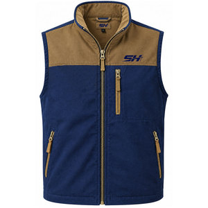 Chaleco de Trabajo de Lona para Hombre, Directo de Fábrica, Ropa Exterior de Algodón, Multibolsillos, Costuras Reforzadas - Product Image 1
