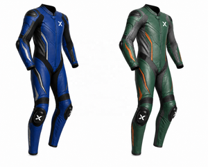 Combinaison de moto en cuir sur mesure |   Bleu Noir Forêt Verte |   Fabricant OEM ODM |   Qualité de conception haut de gamme | - Product Image 4