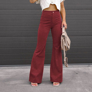 Hot Selling SOLID Color Breathable Women High Waist Flare <b>Pants</b> <b>Summer</b> Women Best Price Wholesale Casual Flared Trousers <b>Pants</b> - Product Image 5