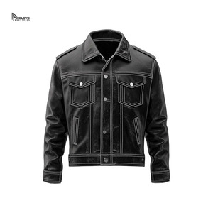 Men's <b>Leather</b> <b>Jacket</b> Vintage Style Slim Fit Casual <b>Winter</b> Stand Front Premium Quality Soft <b>Leather</b> Feel Fashion Quilted <b>Jacket</b> - Product Image 3