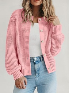 Pull en tricot rose à col rond pour femme, mélange de laine douce, confortable et léger - Product Image 5