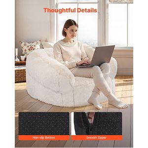 <b>Bean</b> <b>Bag</b> Chair for Adults Fluffy Plush High Density Foam Filling Zap Sofa Chair with Armrests Air-Filled <b>Bean</b> <b>Bag</b> - Product Image 4
