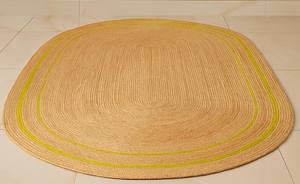 Tapis ovale en jute tissé à la main style bohème campagnard, bordure verte, tapis en fibres naturelles, décoration de sol rustique chic - Product Image 3