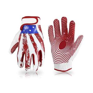 Top High Quality Customizable American Football Gloves <b>Hook</b> Loop Closure Breathable Non-Slip Lightweight Touch Sports Gloves - Product Image 1
