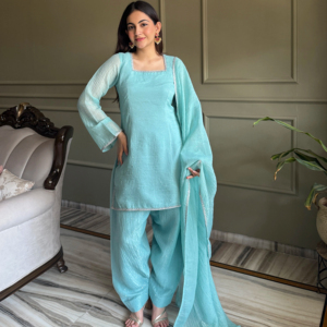 NEW EID SPECIAL PARTY SALWAR KAMEEZ CRUNCHY <b>SILK</b> <b>FABRIC</b> WORK TOP SALWAR READY WEAR STRETCHABLE QUICK DRY TRADITIONAL ALL SEASONS - Product Image 1